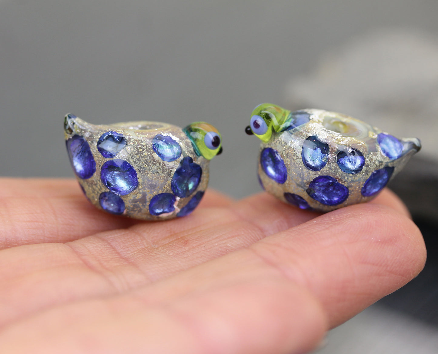 Pair of lavender blue Sea Rocks birdies #124202