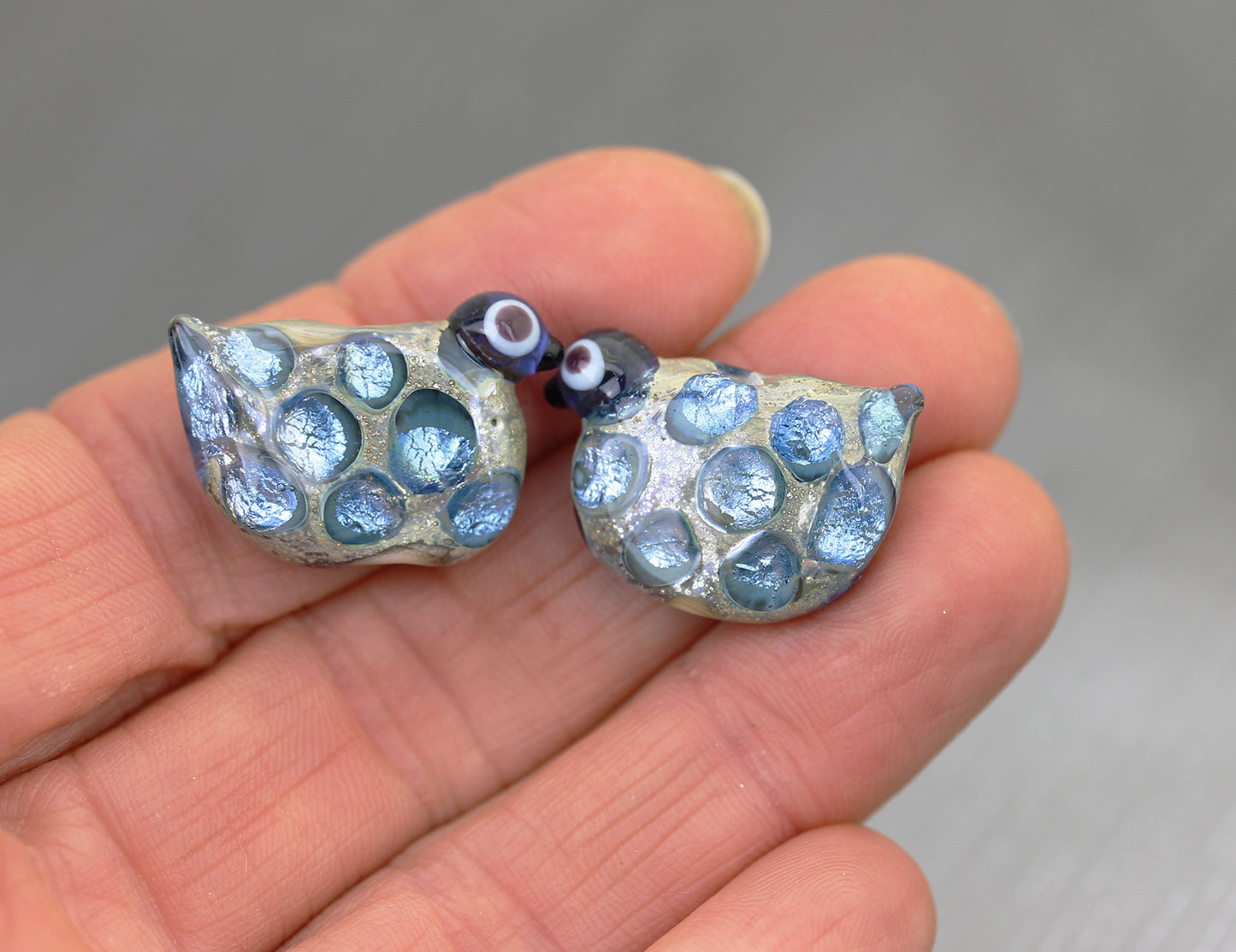 MTO Pair of medium blue Sea Rocks bird beads
