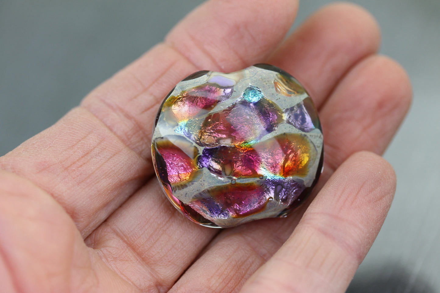 Aqua, pink & purple Sea Rocks lentil focal bead  #224144