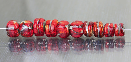 Fiery red Sea Rocks bead pairs