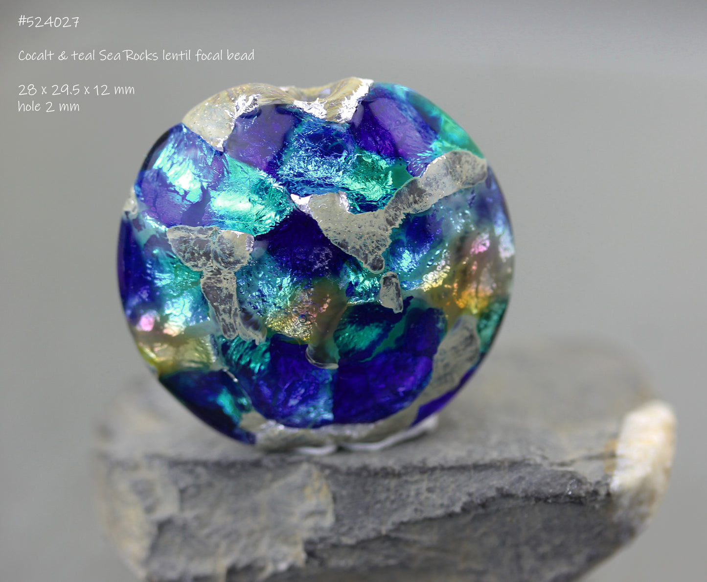 Green Kalera Sea Rocks focal bead by Anne Londez