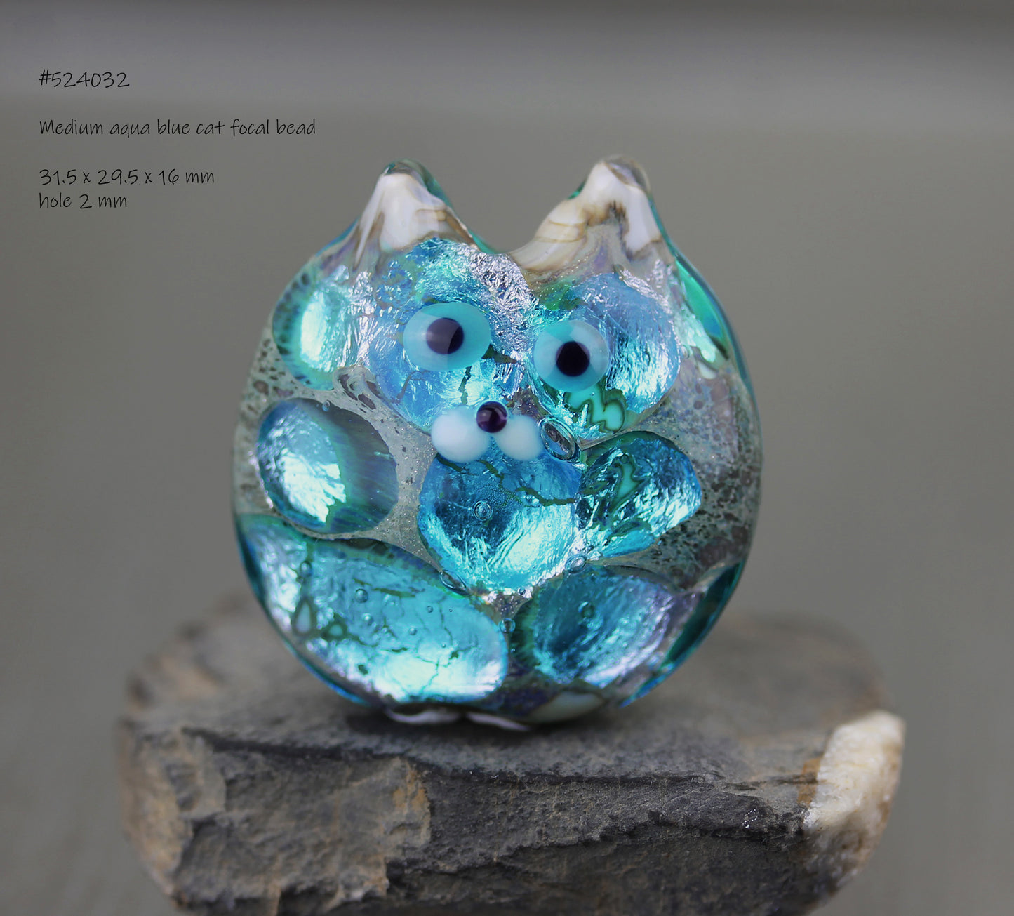 Aqua Sea Rocks cat focal bead #524032