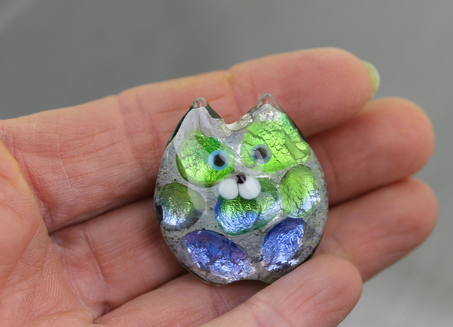 Lavender & green Sea Rocks cat focal bead #524028