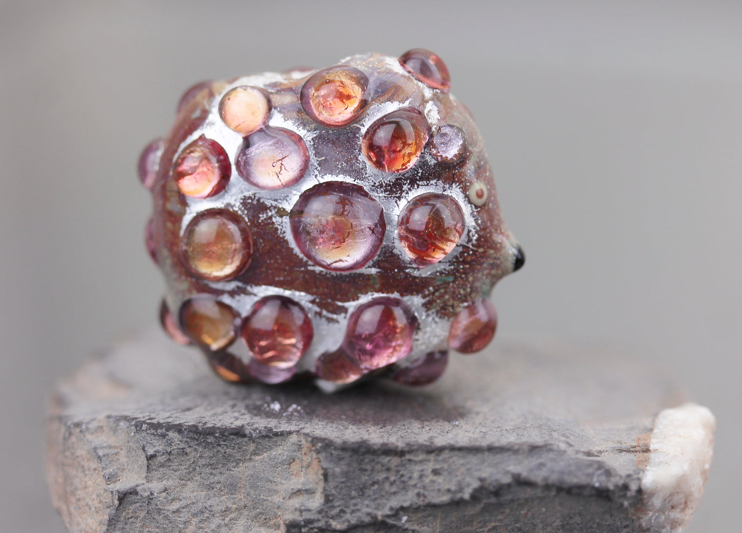 Fiery Orange Sea Rocks  hedgehog Bead #0924022