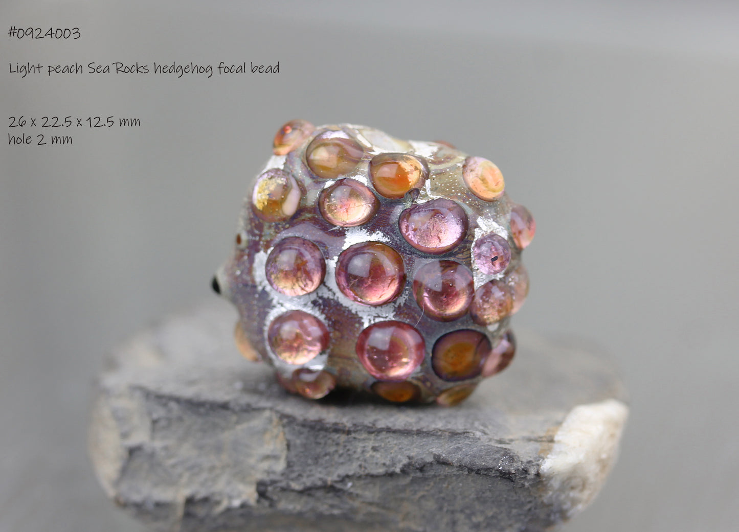 Fiery Orange Sea Rocks  hedgehog Bead #0924022