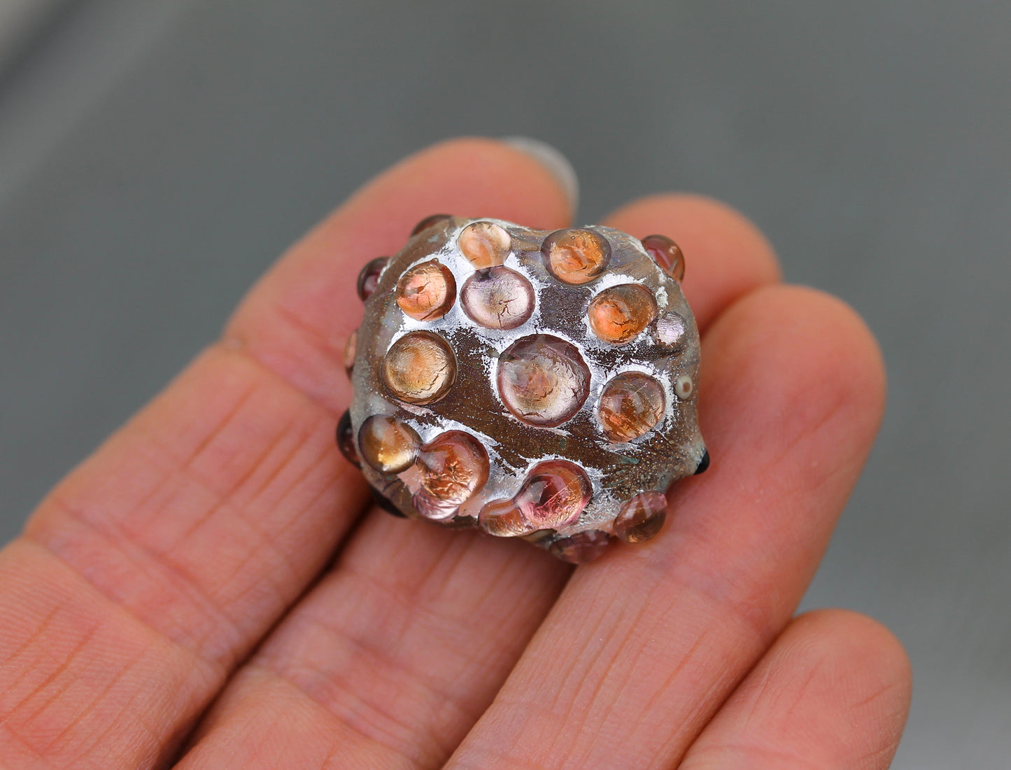 Fiery Orange Sea Rocks  hedgehog Bead #0924022