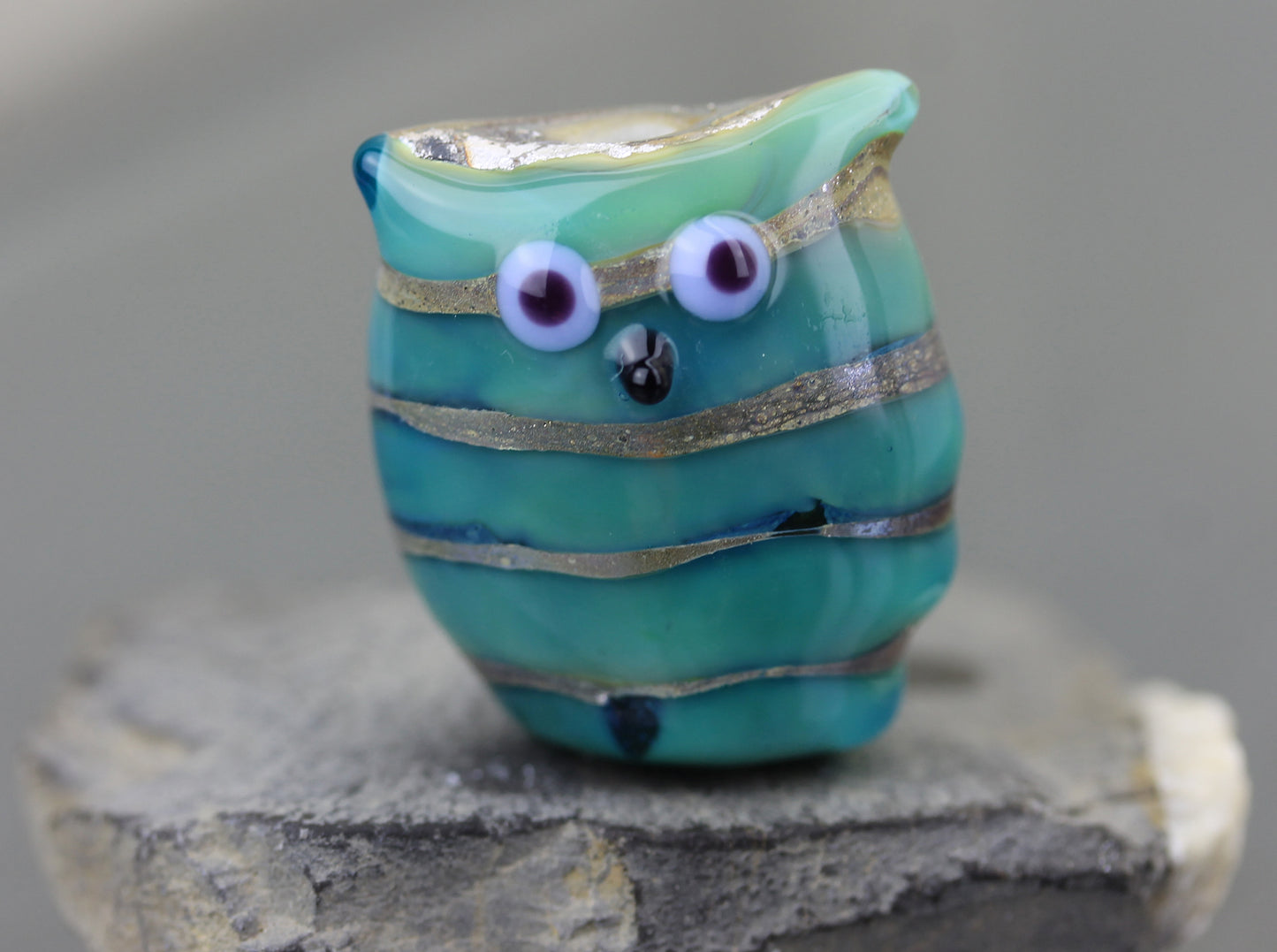 Perle Hibou Sea Rocks turquoise et grise #0924035