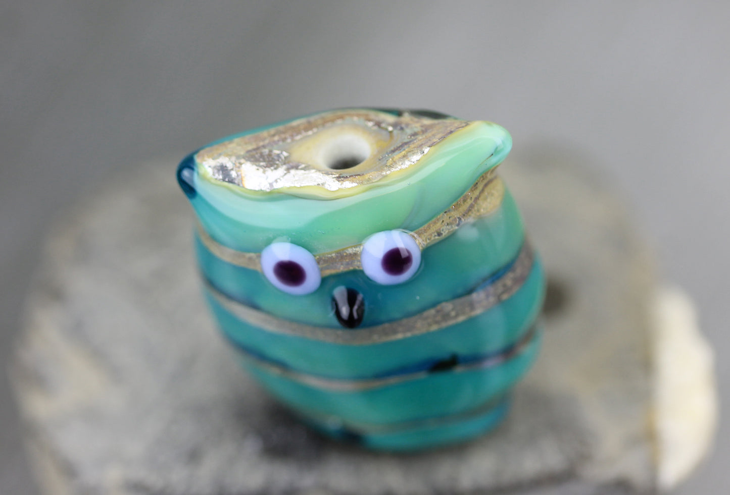 Perle Hibou Sea Rocks turquoise et grise #0924035