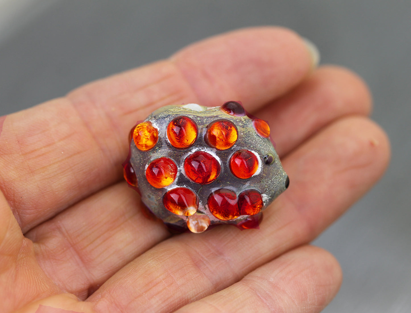 Fiery Orange Sea Rocks  hedgehog Bead #0924022