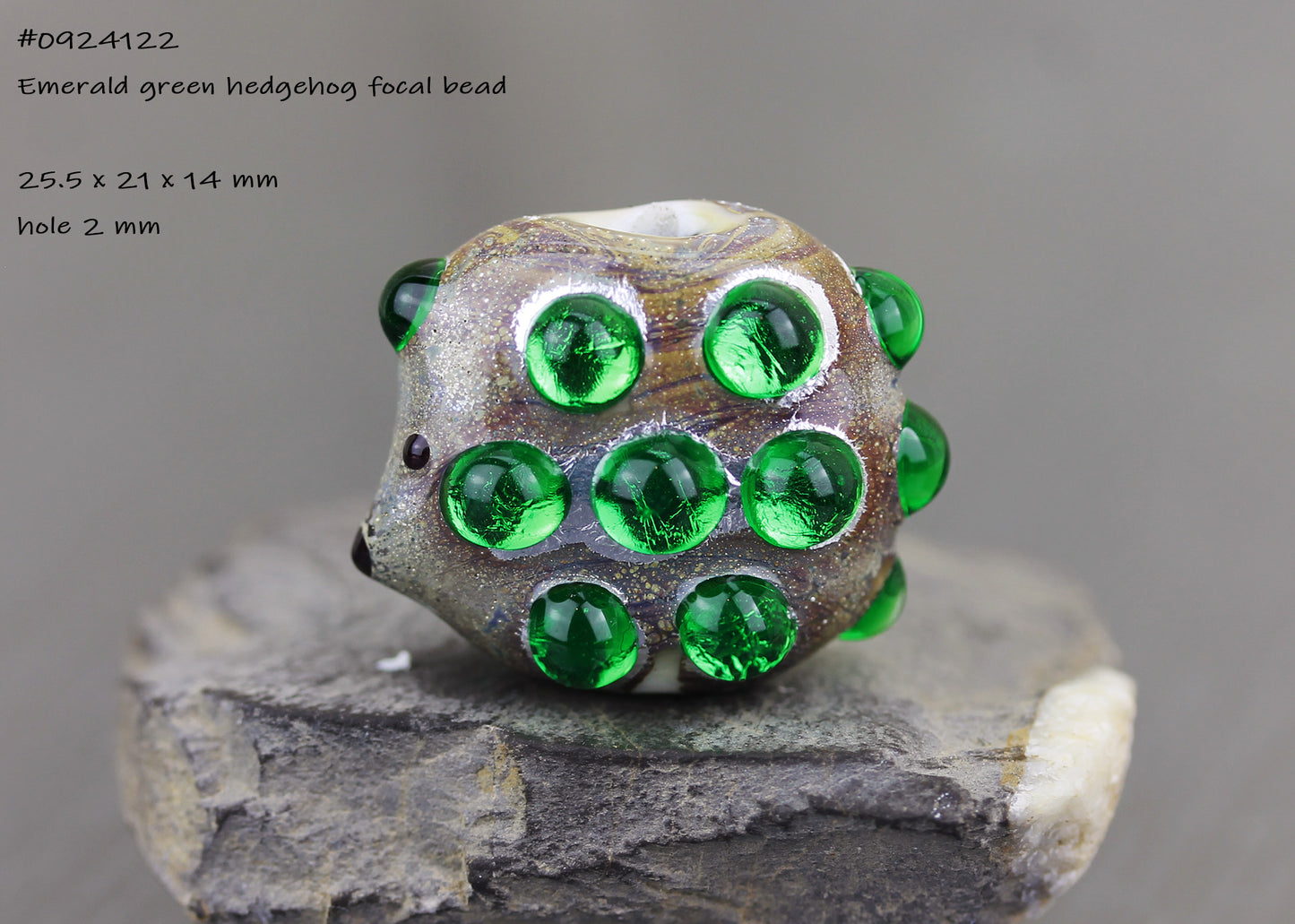 Emerald green Sea Rocks  hedgehog Bead #0924122