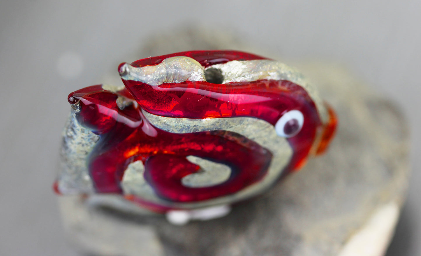 Red Spiral Sea Rocks fish focal bead #1124013