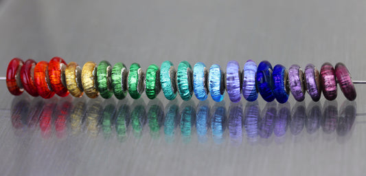 Sea Rocks striped rondelles bead pairs