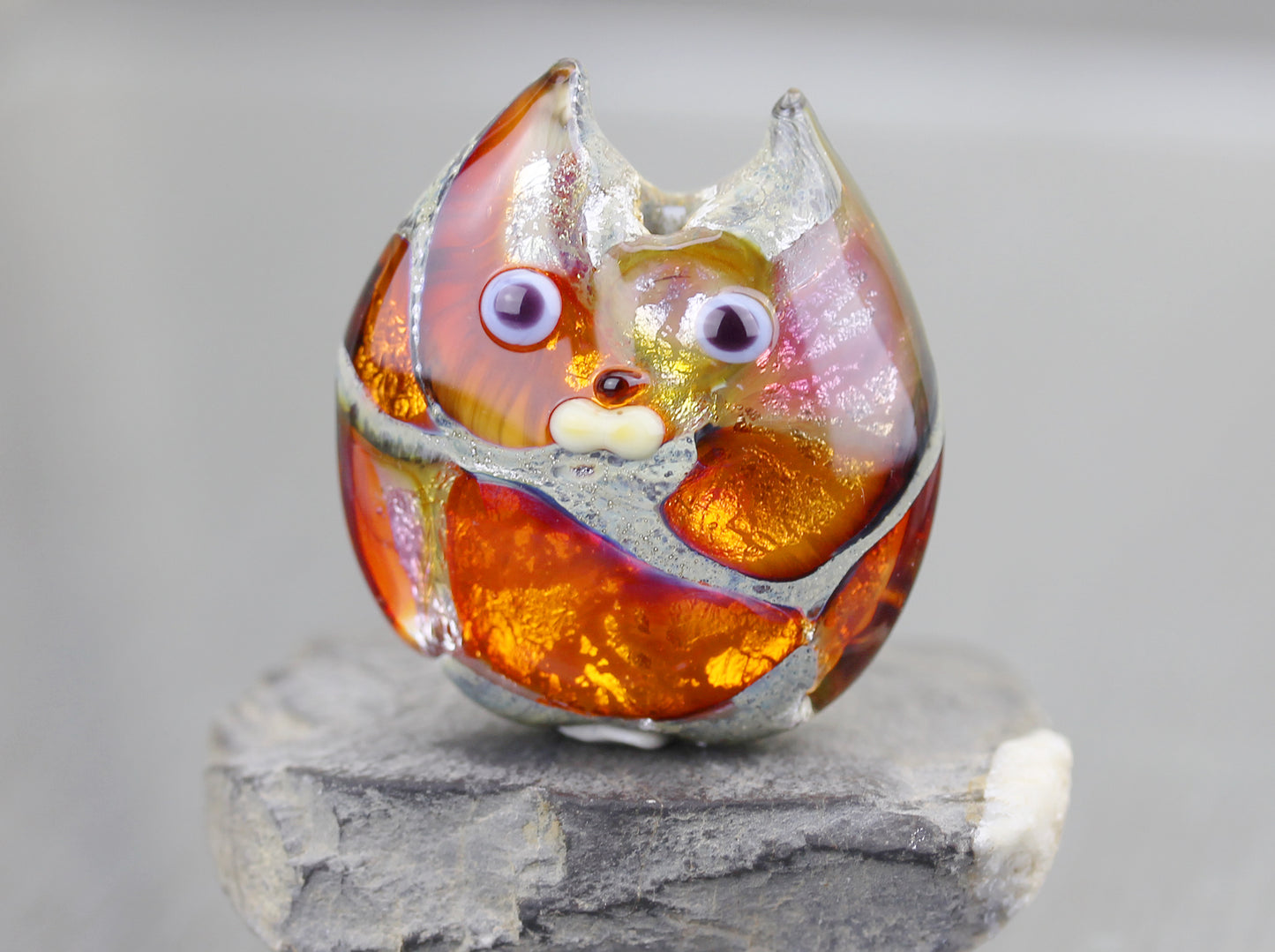 Fiery orange & pink Sea Rocks Cat focal #1124811