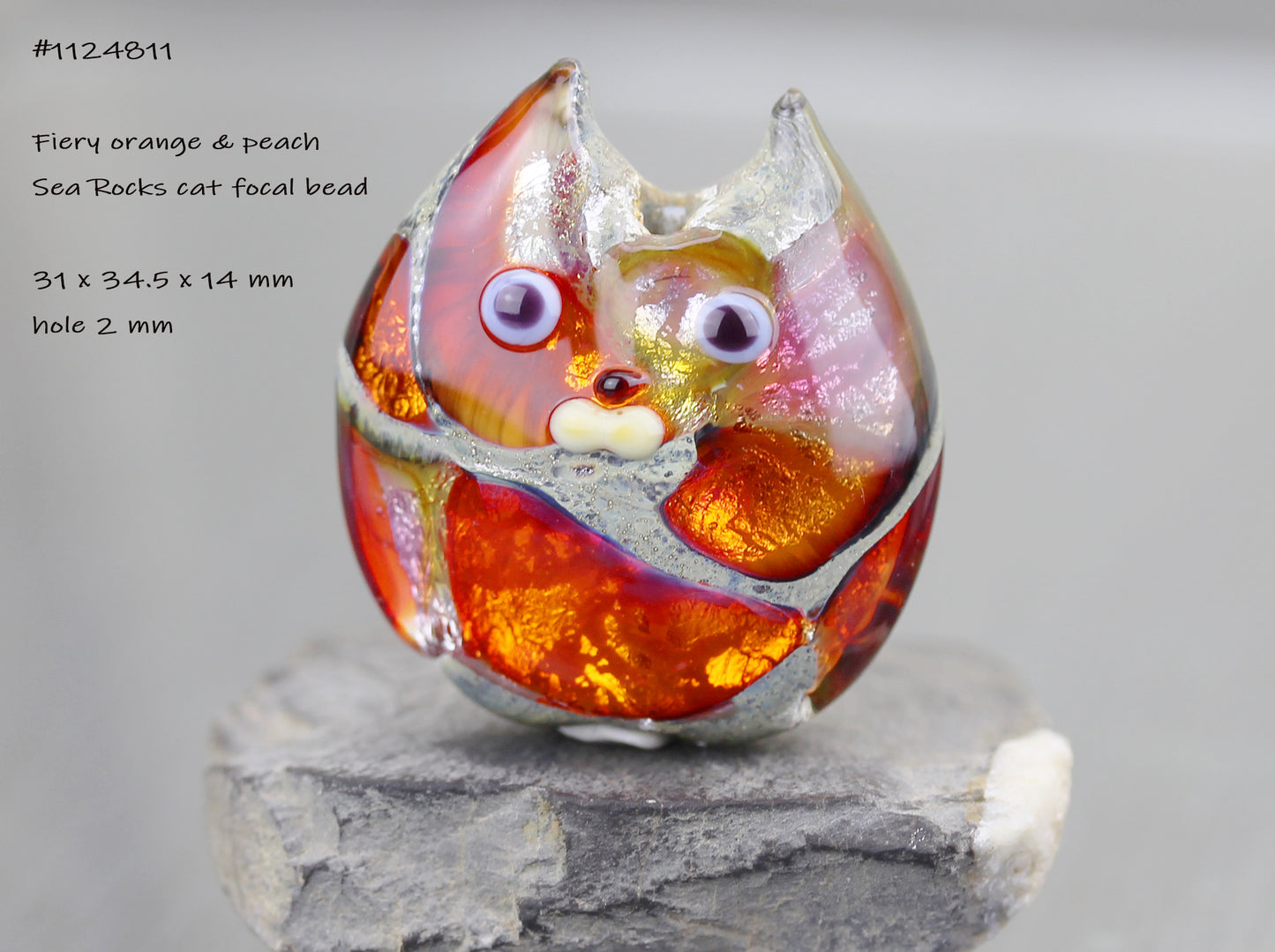 Fiery orange & pink Sea Rocks Cat focal #1124811