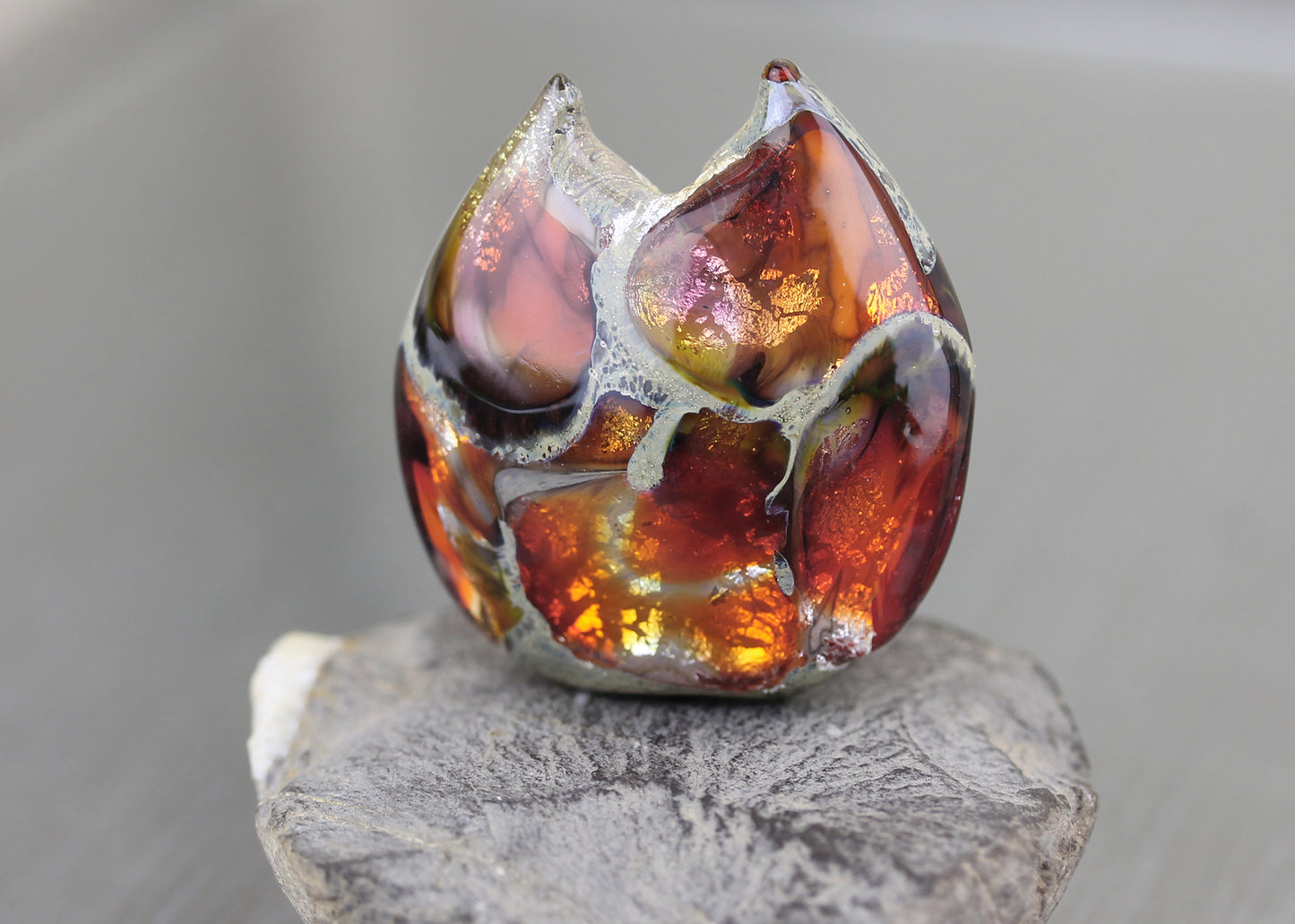 Fiery orange & pink Sea Rocks Cat focal #1124811