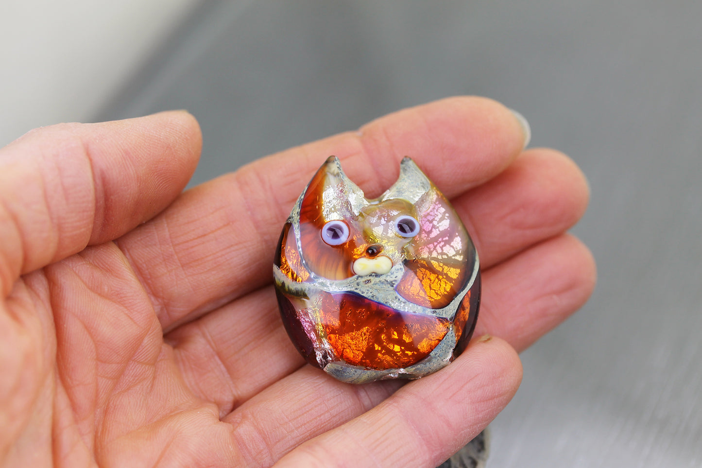 Fiery orange & pink Sea Rocks Cat focal #1124811