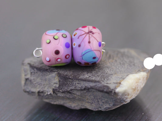 Mauve MIro bead pair