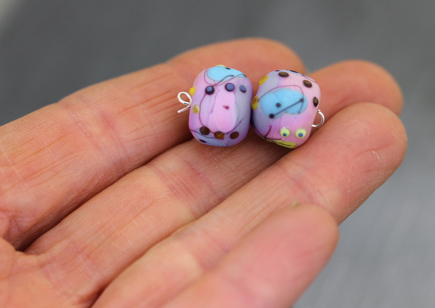 Mauve MIro bead pair