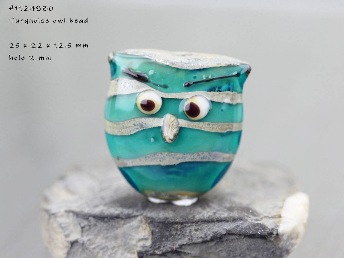 Turquoise Blue Frowning Owl Bird Bead