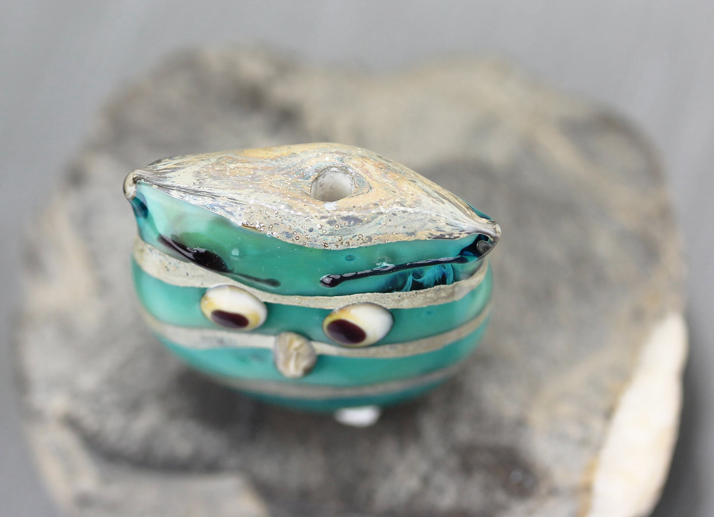 Turquoise Blue Frowning Owl Bird Bead