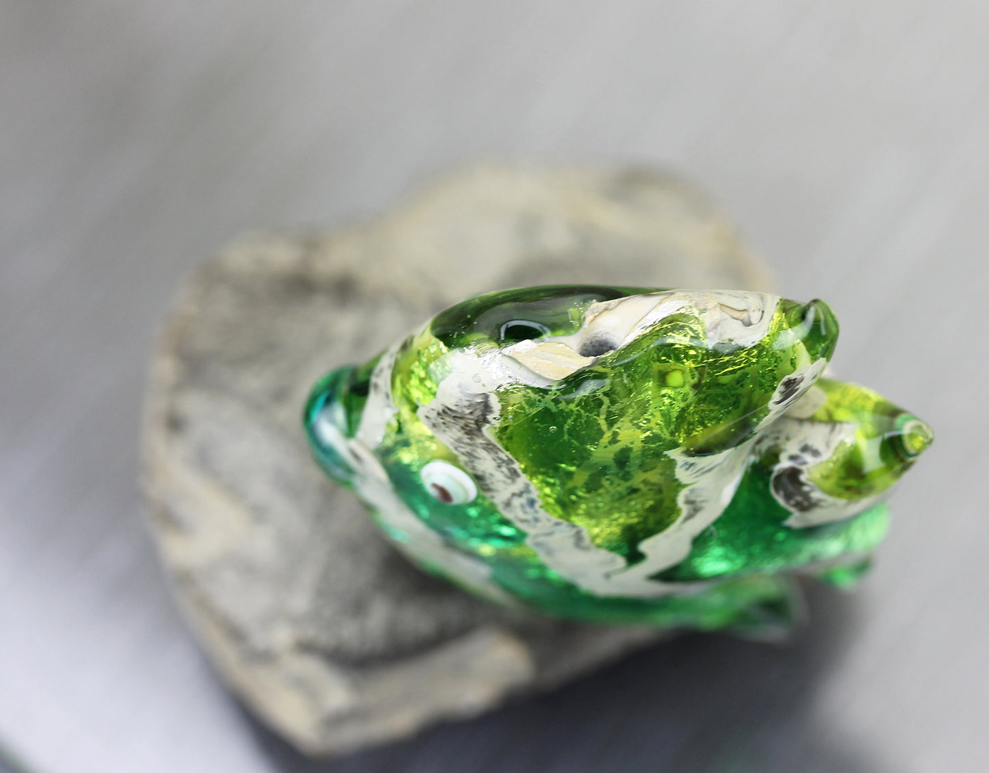 Large bright green lampwork glass fish focal Bead #1124852