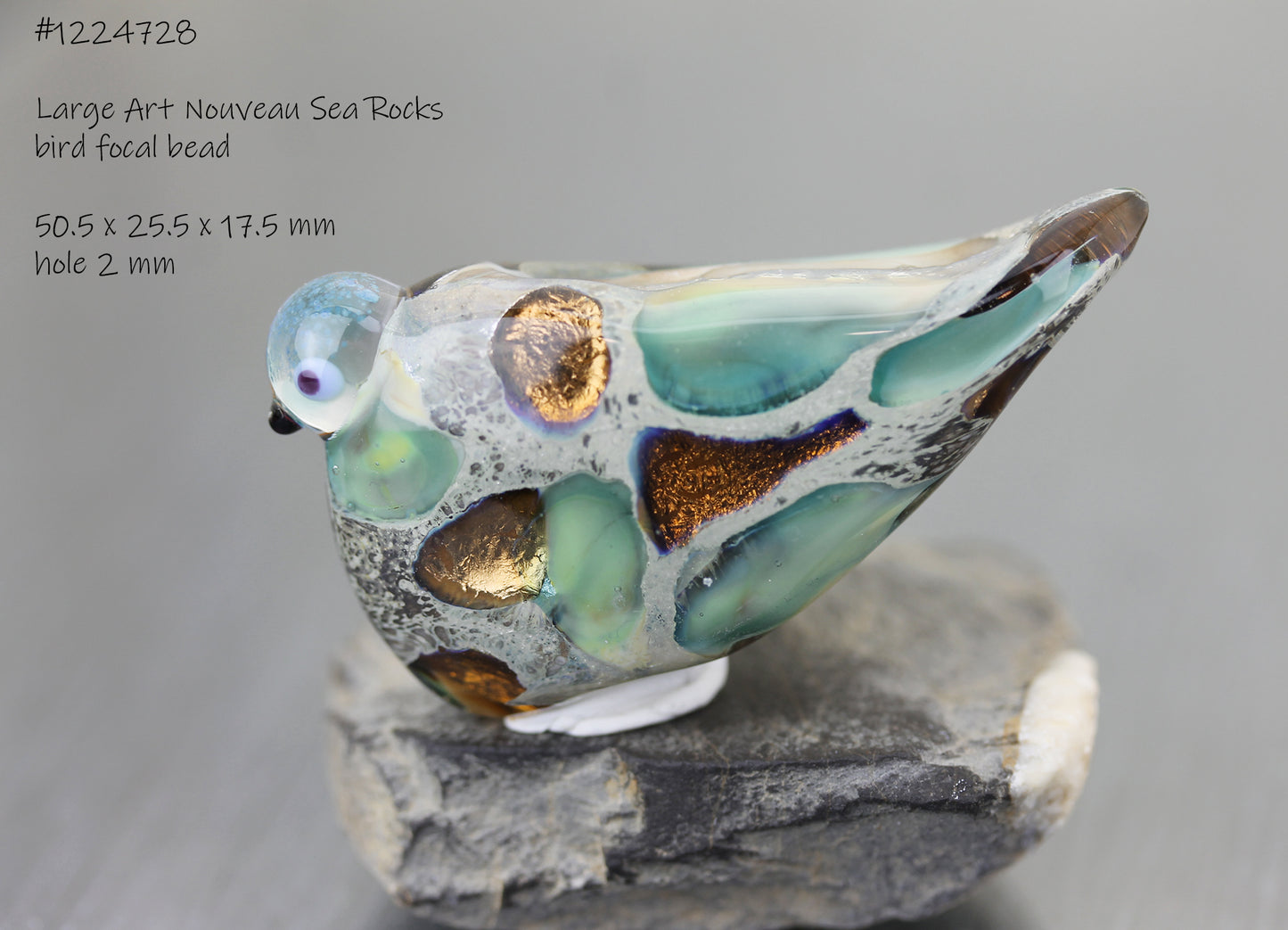Perle oiseau Sea Rocks Art Nouveau turquoise & ambre #1224728