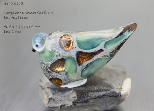 Perle oiseau Sea Rocks Art Nouveau turquoise & ambre #1224728