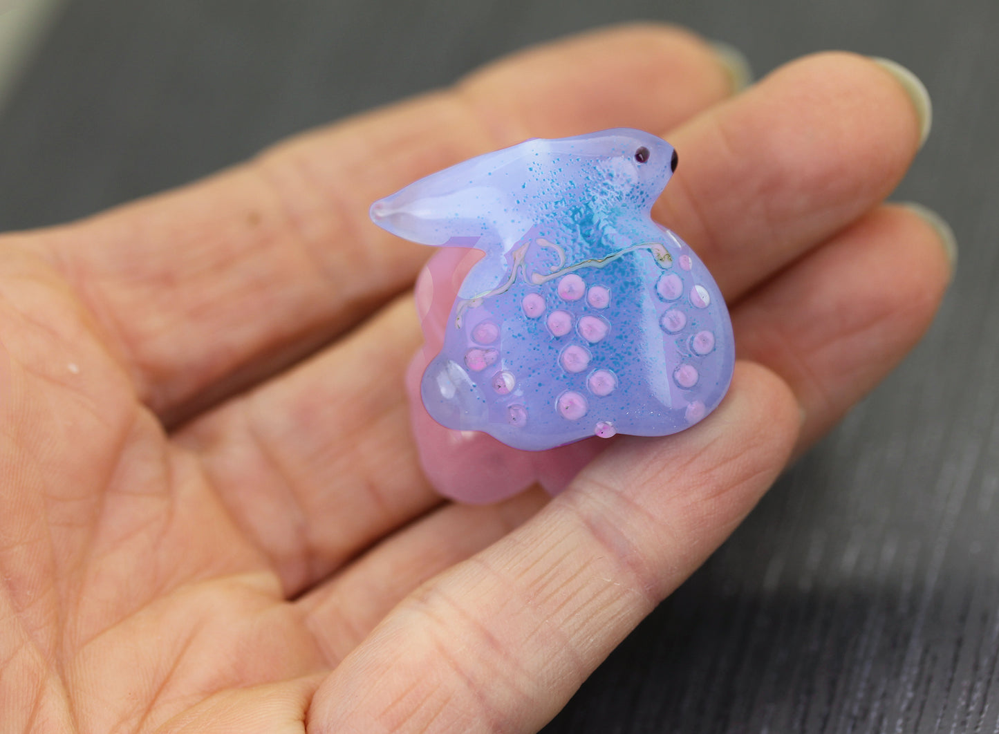 Pastel blue & pink Wisteria hare lampwork glass focal Bead #2505021
