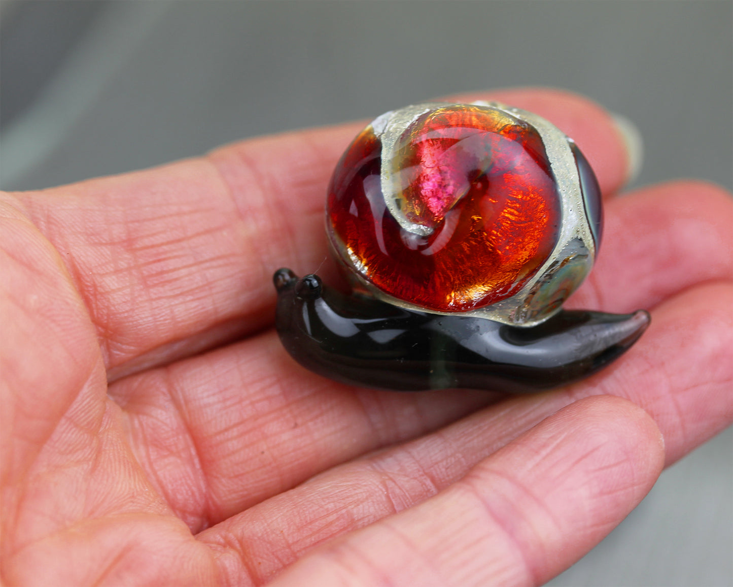 Aqua & green Sea Rocks cat lampwork glass focal Bead #1224016