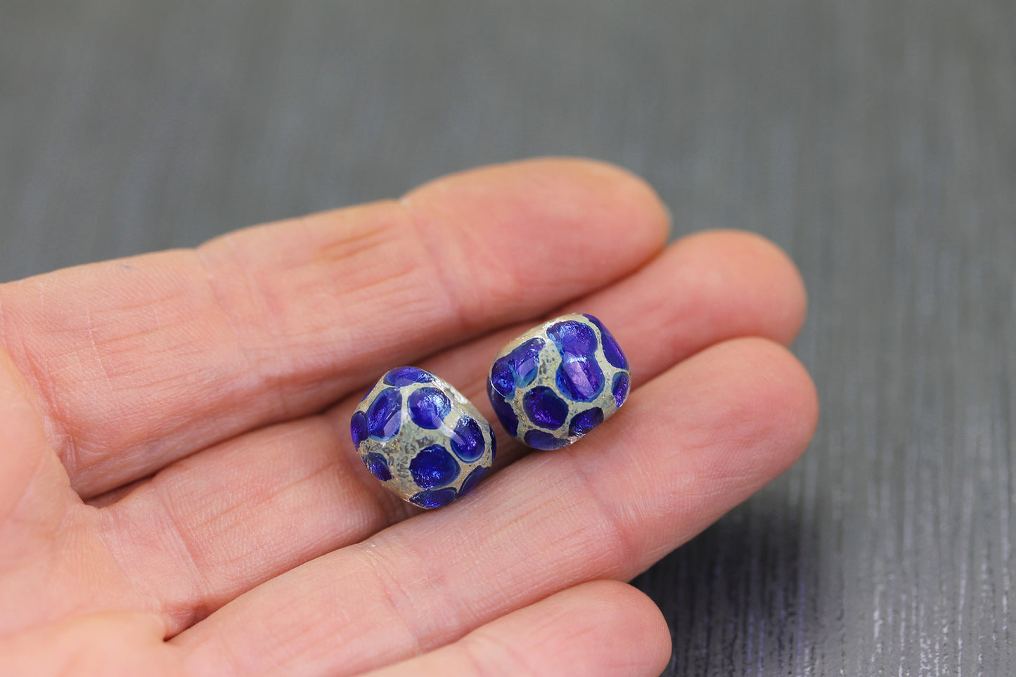 Cobalt blue Sea Rocks bead pair