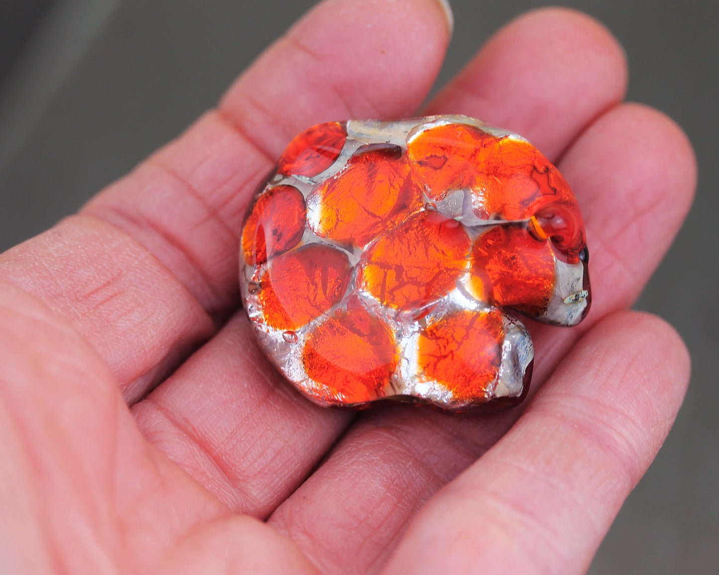 Fiery red Sea Rocks Polar Bear Glass Bead #2512233
