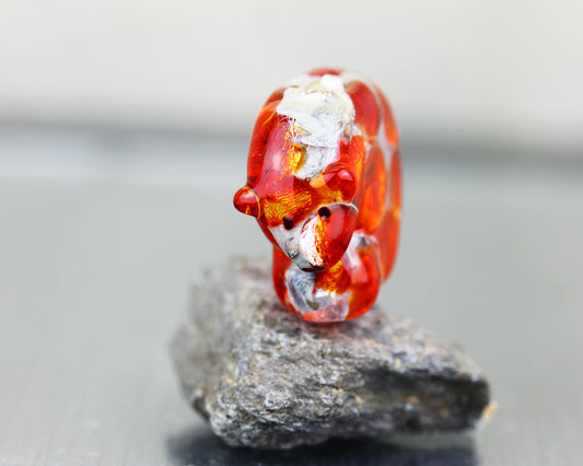 Fiery red Sea Rocks Polar Bear Glass Bead #2512233