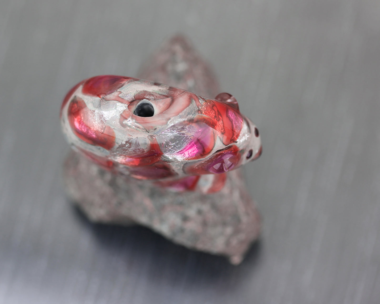 hot pink Sea Rocks Polar Bear Glass Bead #2512251
