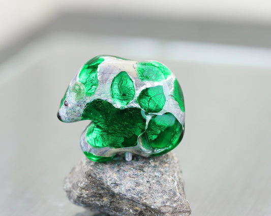 Emerald green Sea Rocks Polar Bear Glass Bead #2512231