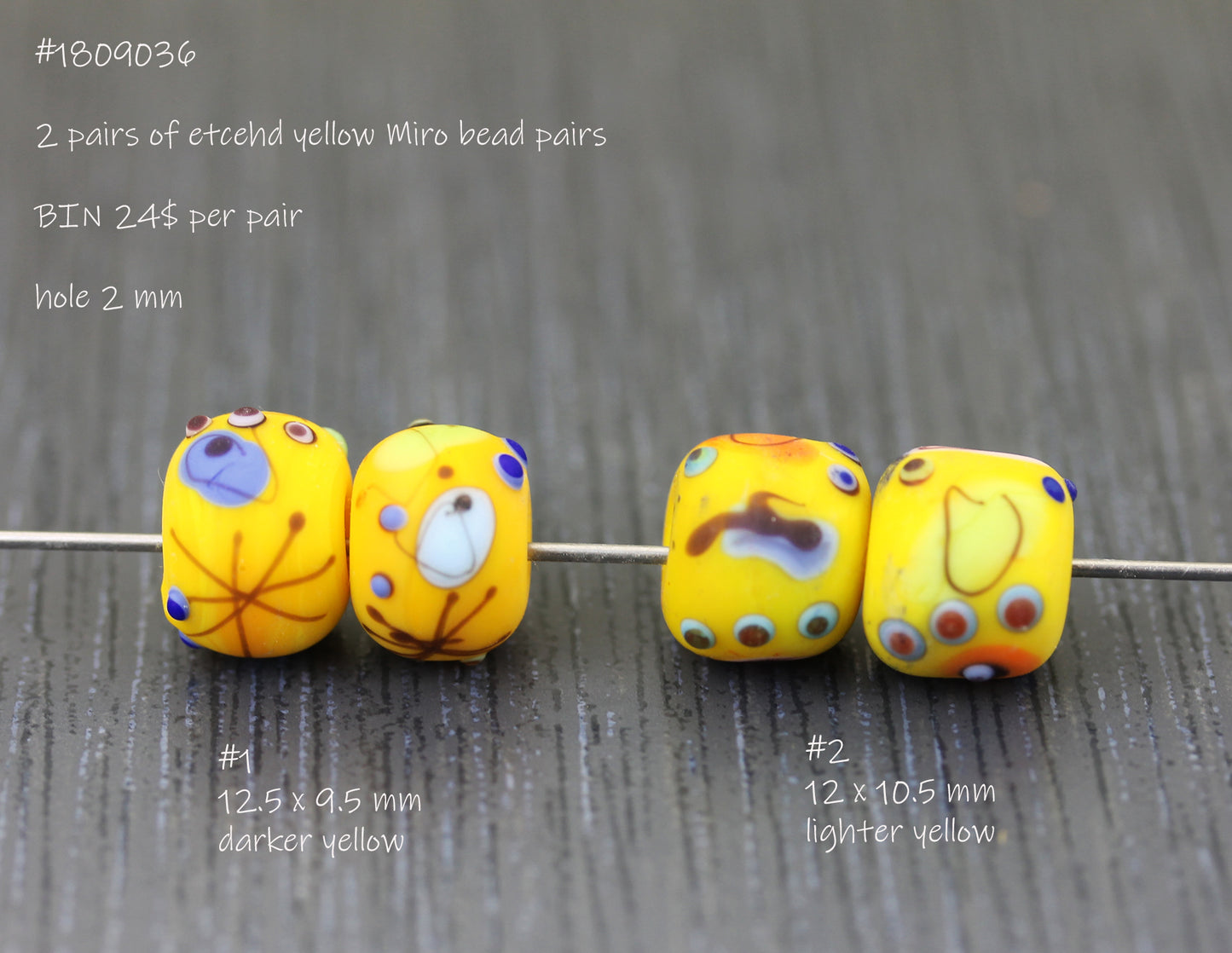 #1809036 MIro yellow bead pair