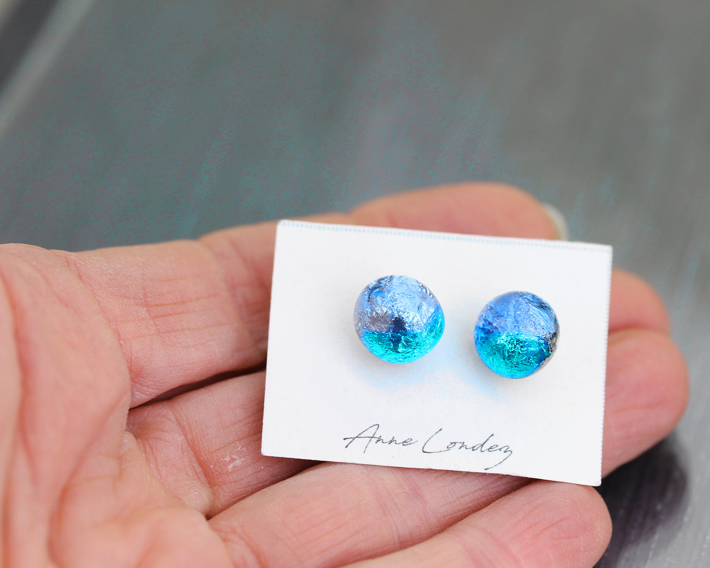 Clous d'oreilles Sea Rocks Bleu Glacier & Turquoise foncé