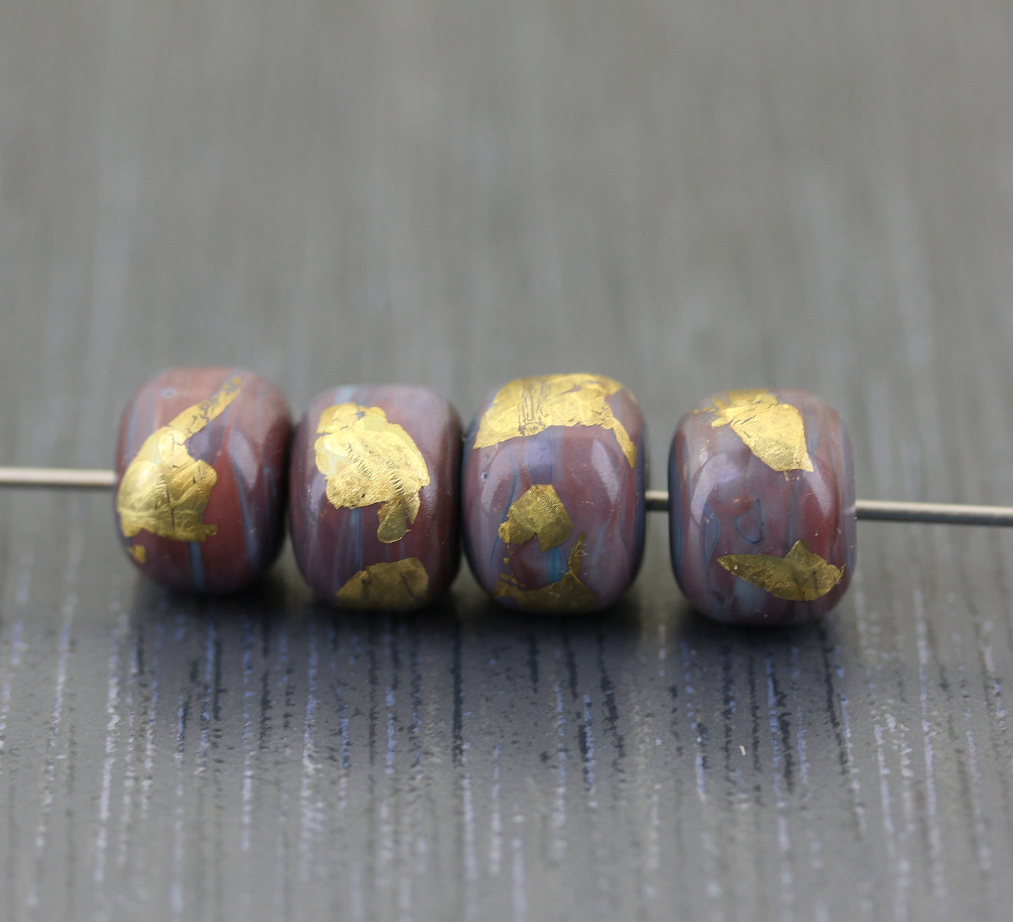 Purple & gold bead pairs