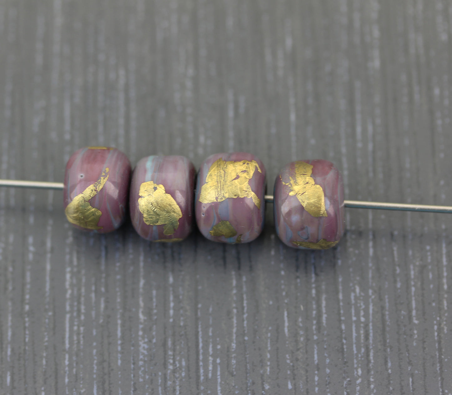 Purple & gold bead pairs