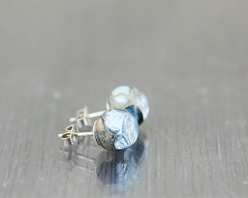Sky blue Sea Rocks Stud Earrings