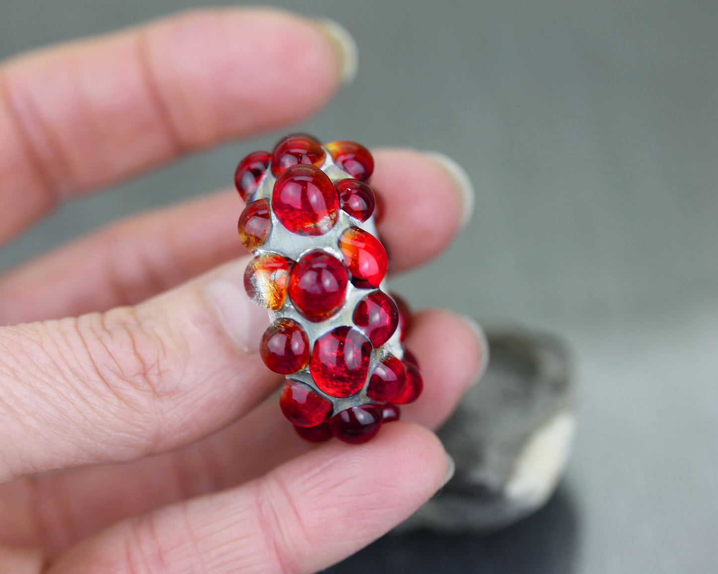Large ruby red Sea Rocks big hole disc bead #2604311