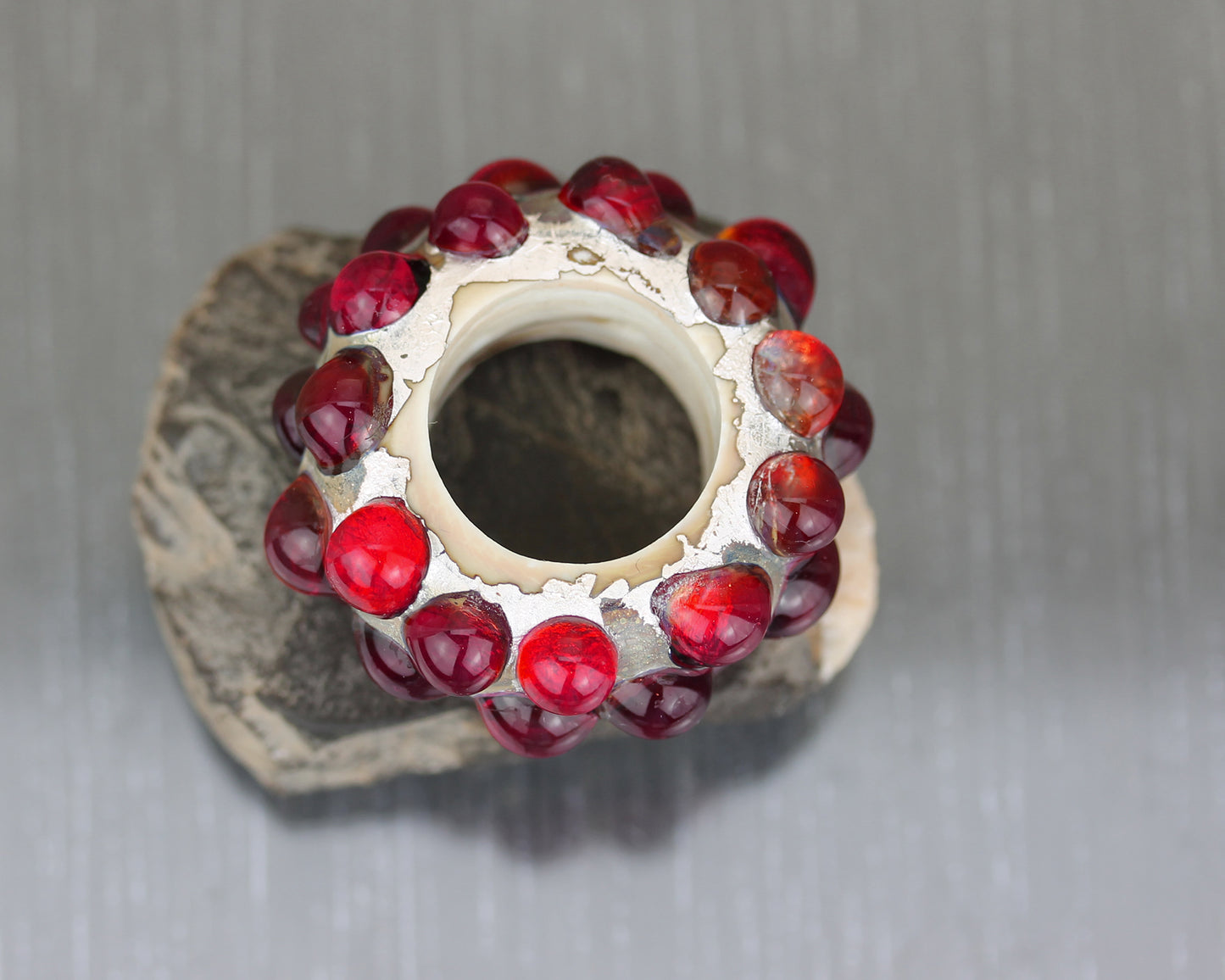 Large ruby red Sea Rocks big hole disc bead #2604311