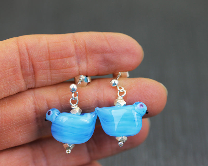 Boucles d'oreilles Oiseaux Bleu Turquoise