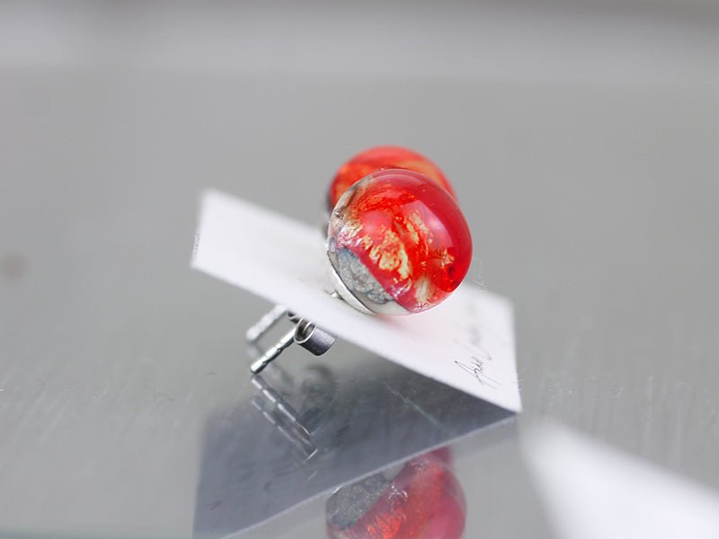 Fiery Red Sea Rocks Stud Earrings