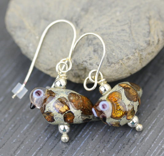 Amber Sea Rocks Birdies earrings