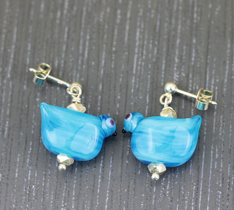 Boucles d'oreilles Oiseaux Bleu Turquoise