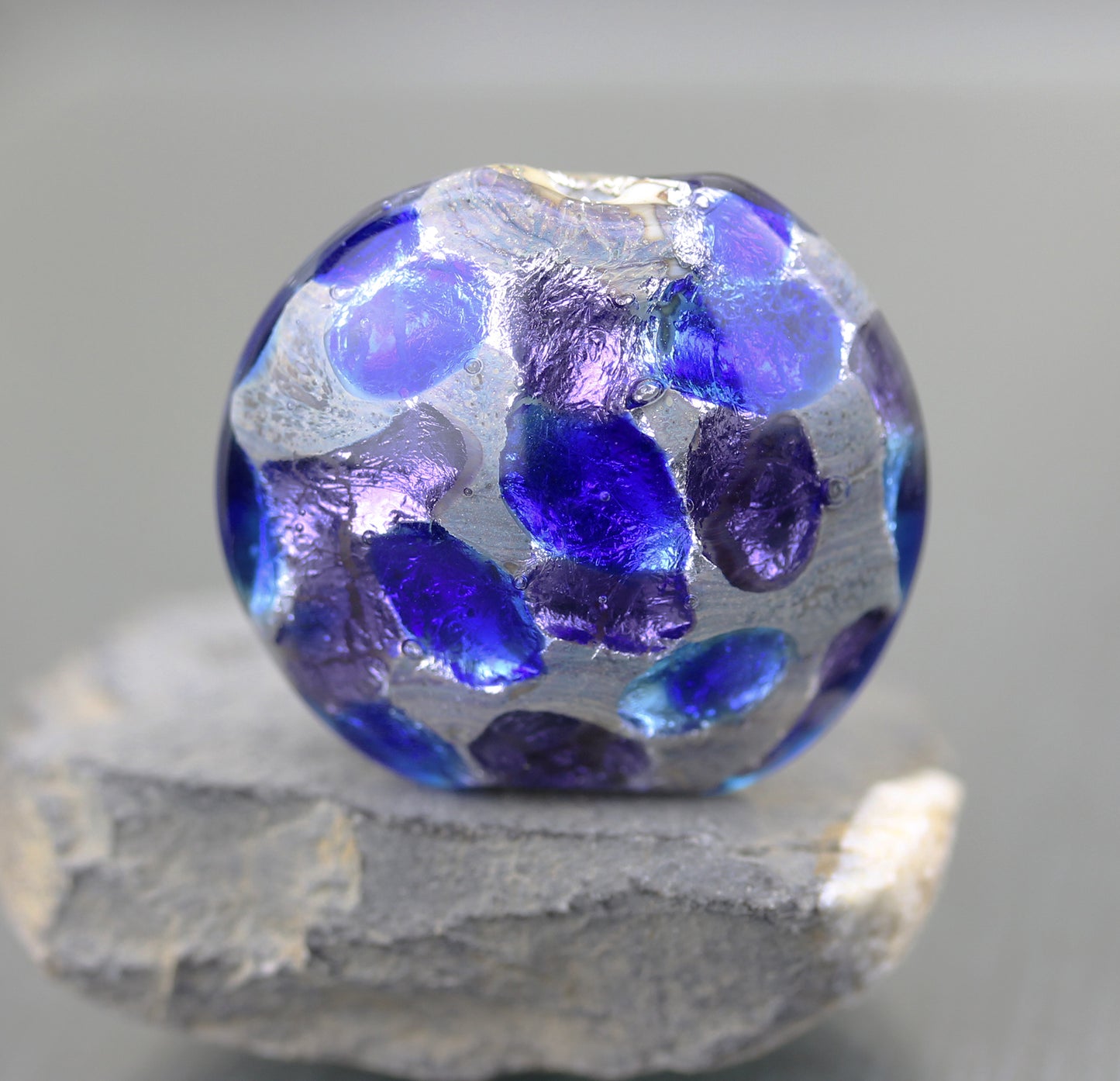 Blue Jewels Sea Rocks 30 mm lentil focal bead