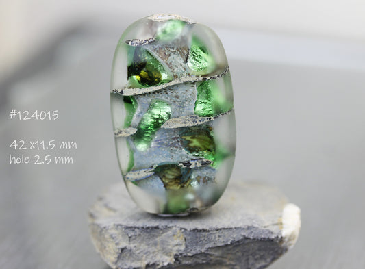 Green Spiral Sea Rocks focal bead by Anne Londez