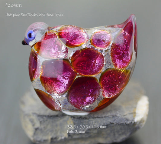 Peach & hot pink Jewels Sea Rocks Bird focal #224011