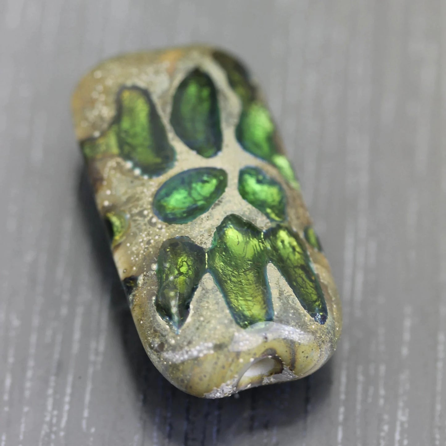 Green Kalera Sea Rocks focal bead by Anne Londez