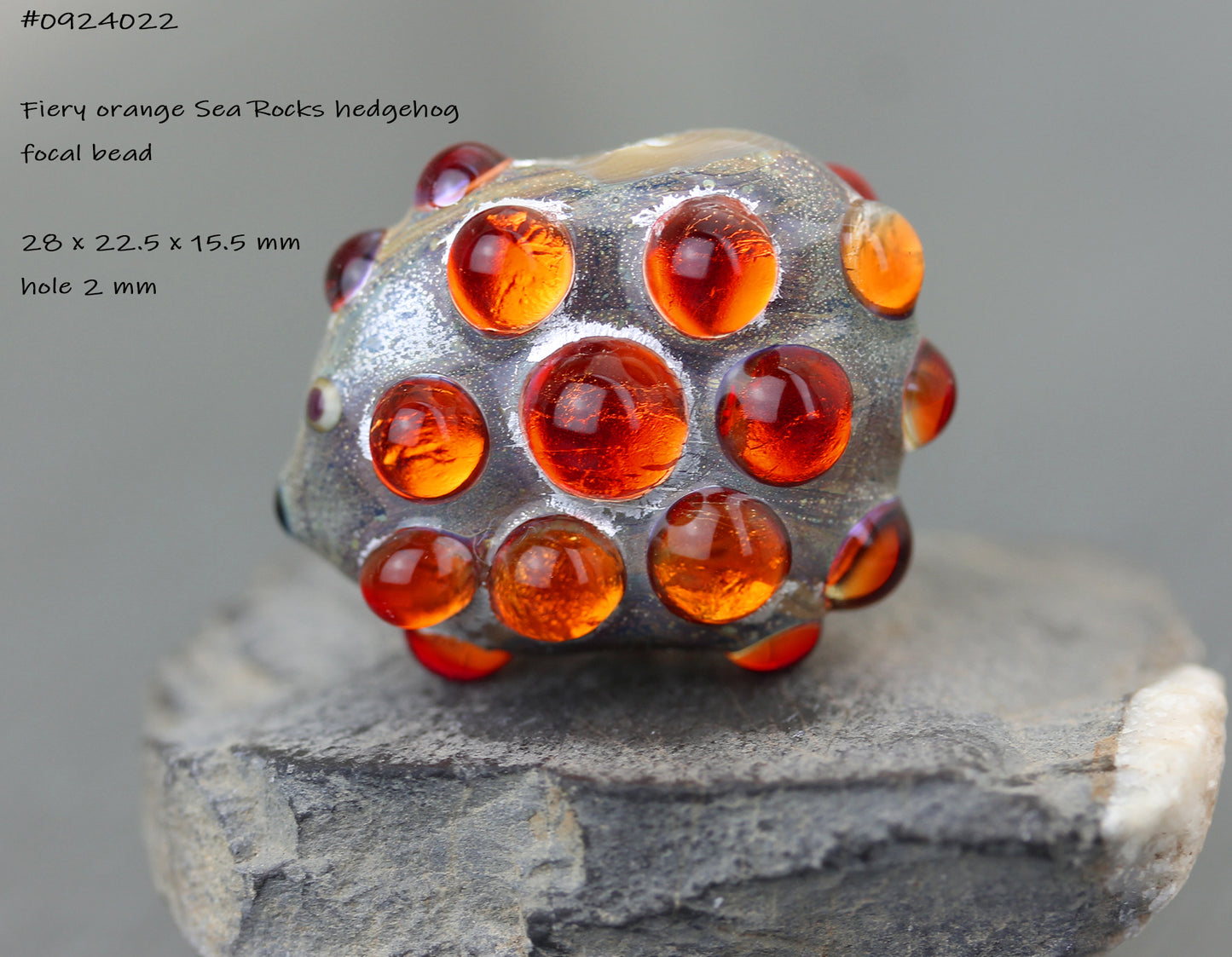 Fiery Orange Sea Rocks  hedgehog Bead #0924022